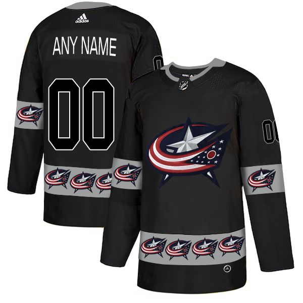 Men Columbus Blue Jackets 00 Any name Black Custom Adidas Fashion NHL Jersey